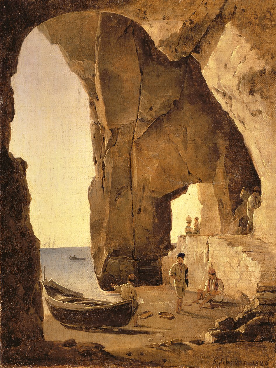 Höhle in Sorrent, 1826 von Silvestr Fedosievich Shchedrin