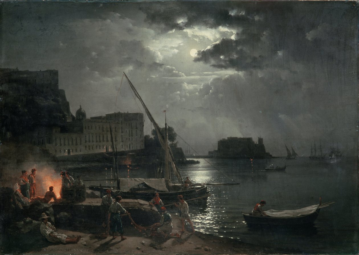 Ansicht von Neapel im Mondlicht, 1829 von Silvestr Fedosievich Shchedrin