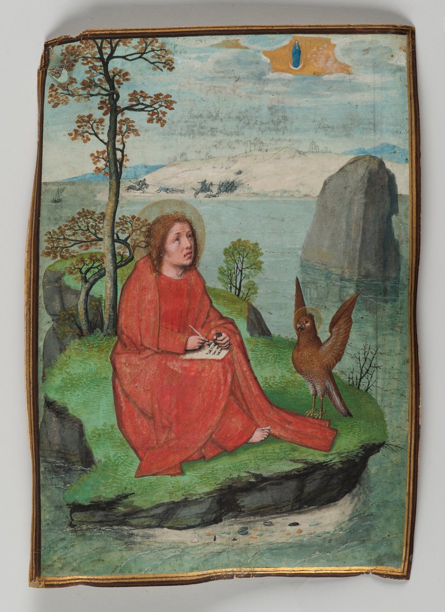 Der heilige Johannes schreibt auf Patmos, 1521 von Simon Bening