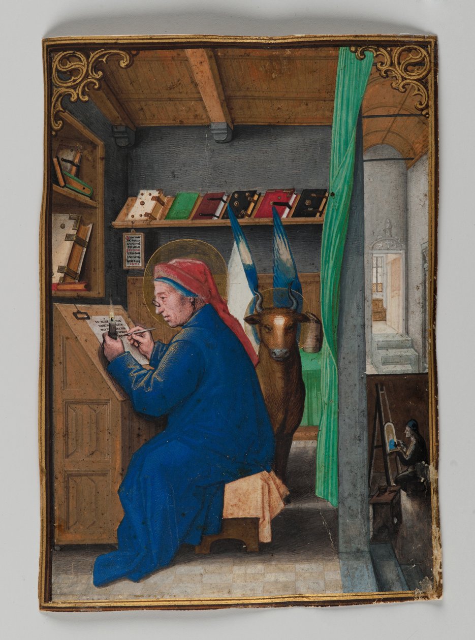 Der heilige Lukas schreibt in der Krone, 1521 von Simon Bening