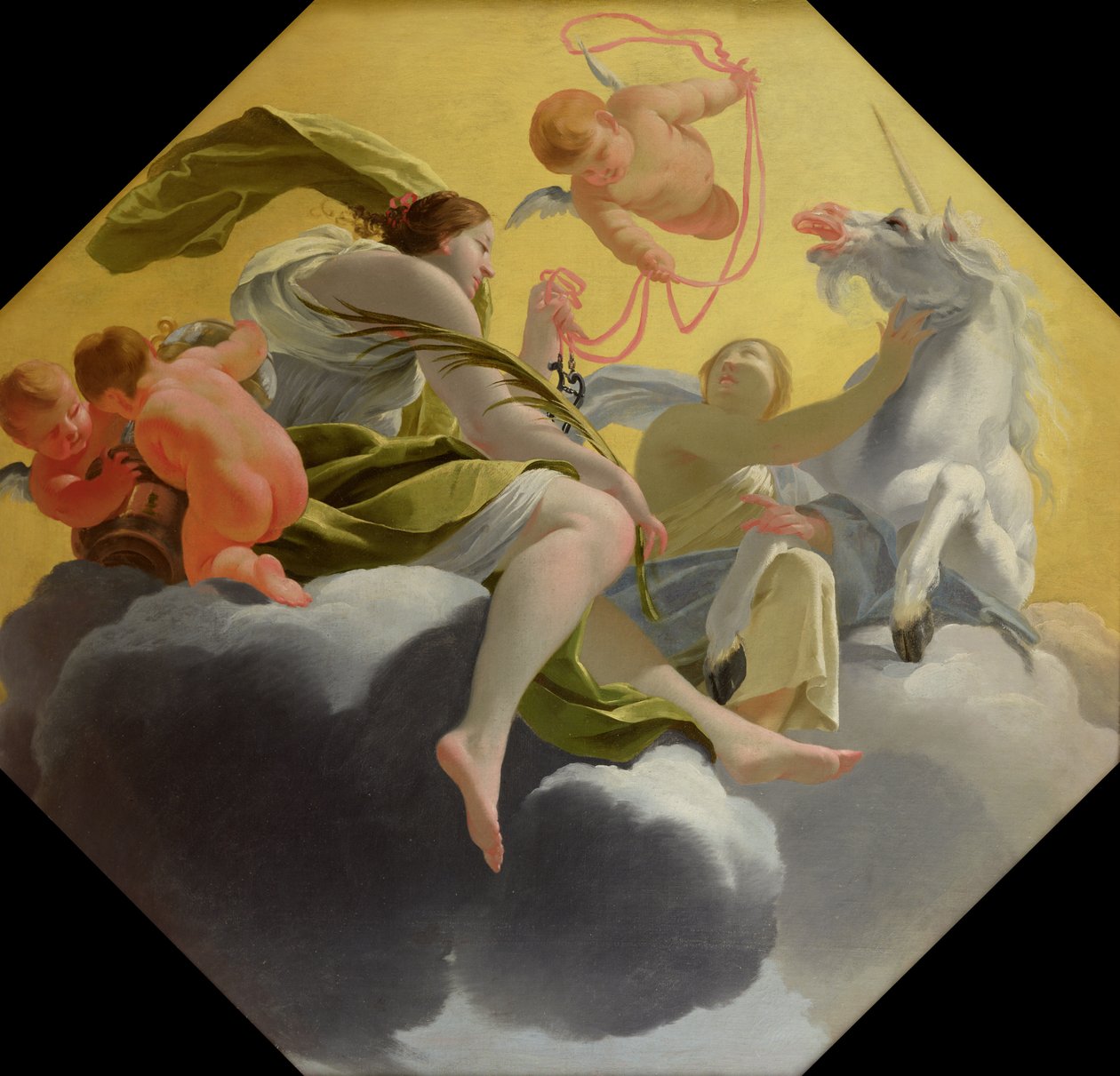 Mäßigkeit, aus einer Serie der vier Kardinaltugenden an der Decke des Schlafzimmers der Königin in Saint-Germain-en-Laye, um 1637-38 von Simon Vouet