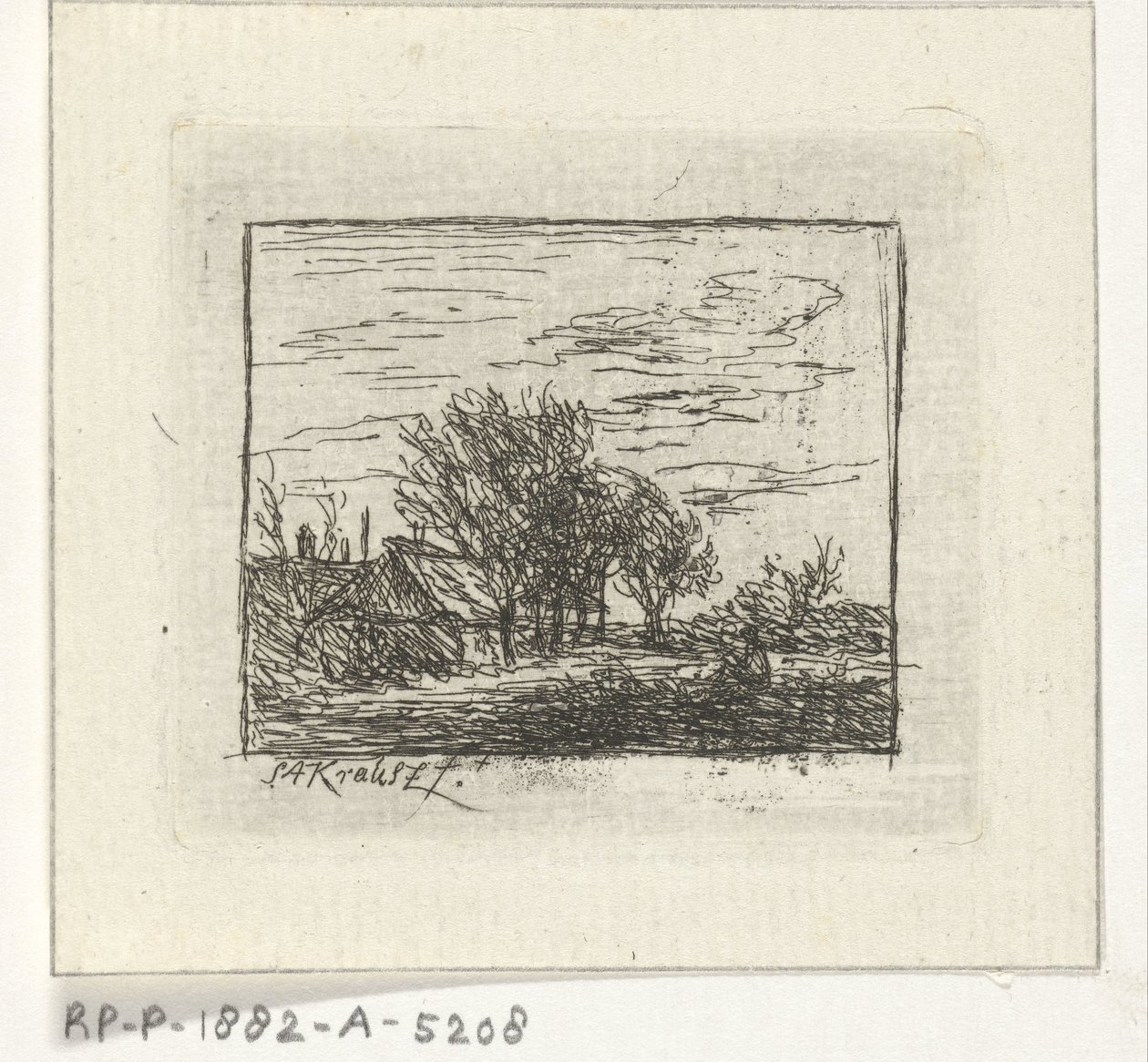 Landschaft mit Häusern und Bäumen von Simon Andreas Krausz