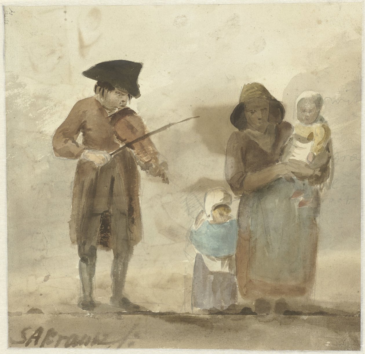 Straßenmusiker mit Frau und Kindern von Simon Andreas Krausz