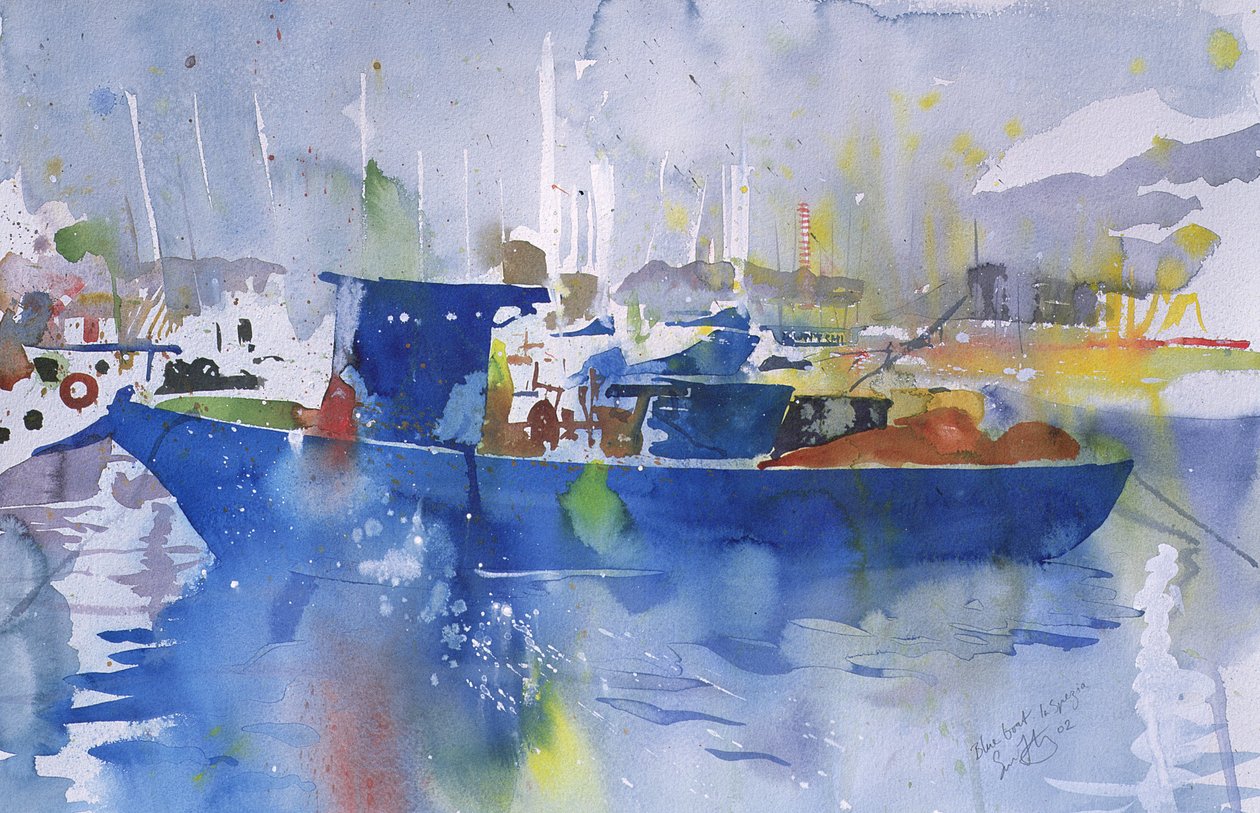Blaues Boot La Spezia, Italien, 2002 von Simon Fletcher