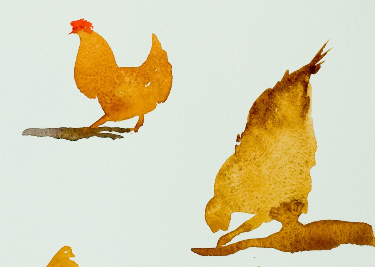 Hühner, eines kratzt, 2013 von Simon Fletcher