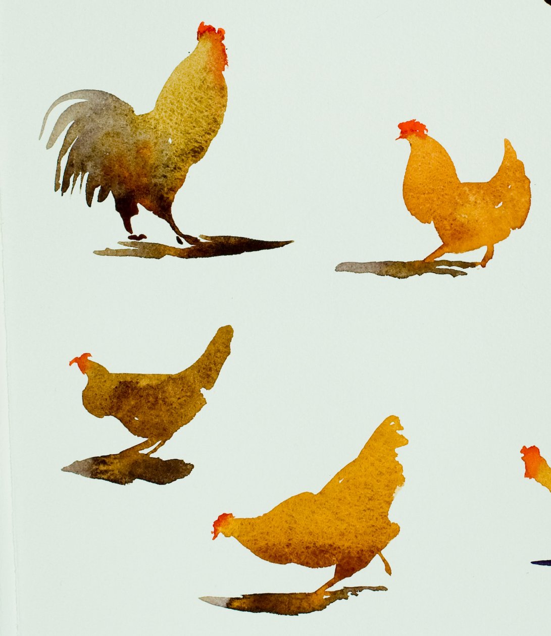 Hahn und drei Hennen, 2013 von Simon Fletcher