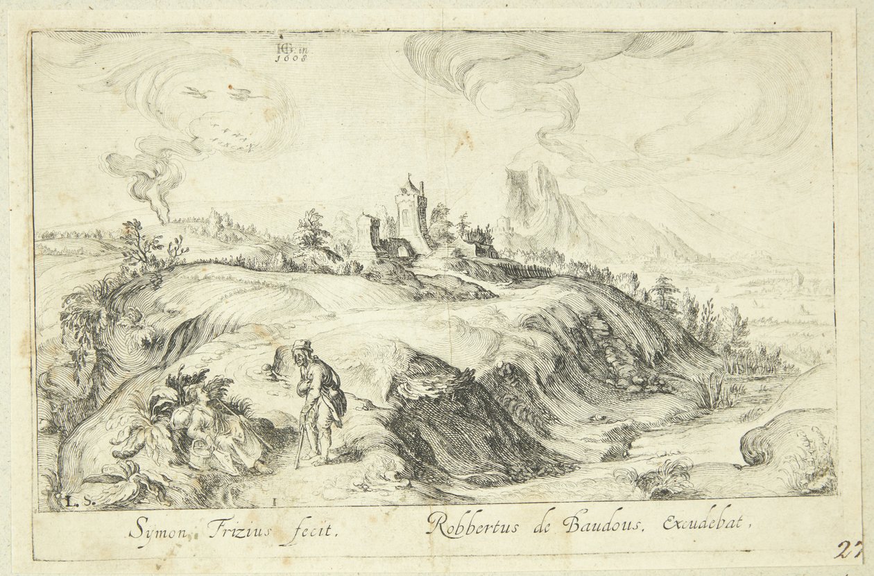 Landschaft mit Mann und Frau von Simon Frisius