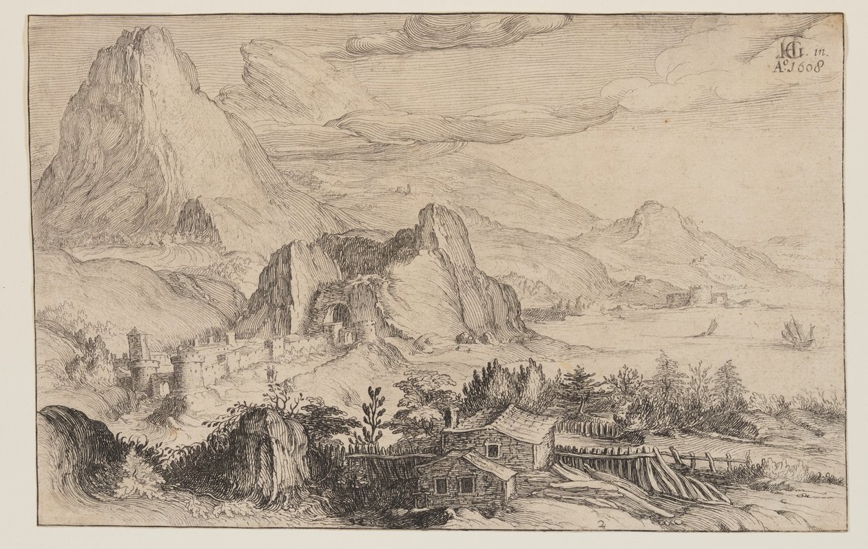 Gebirgslandschaft von Simon Frisius