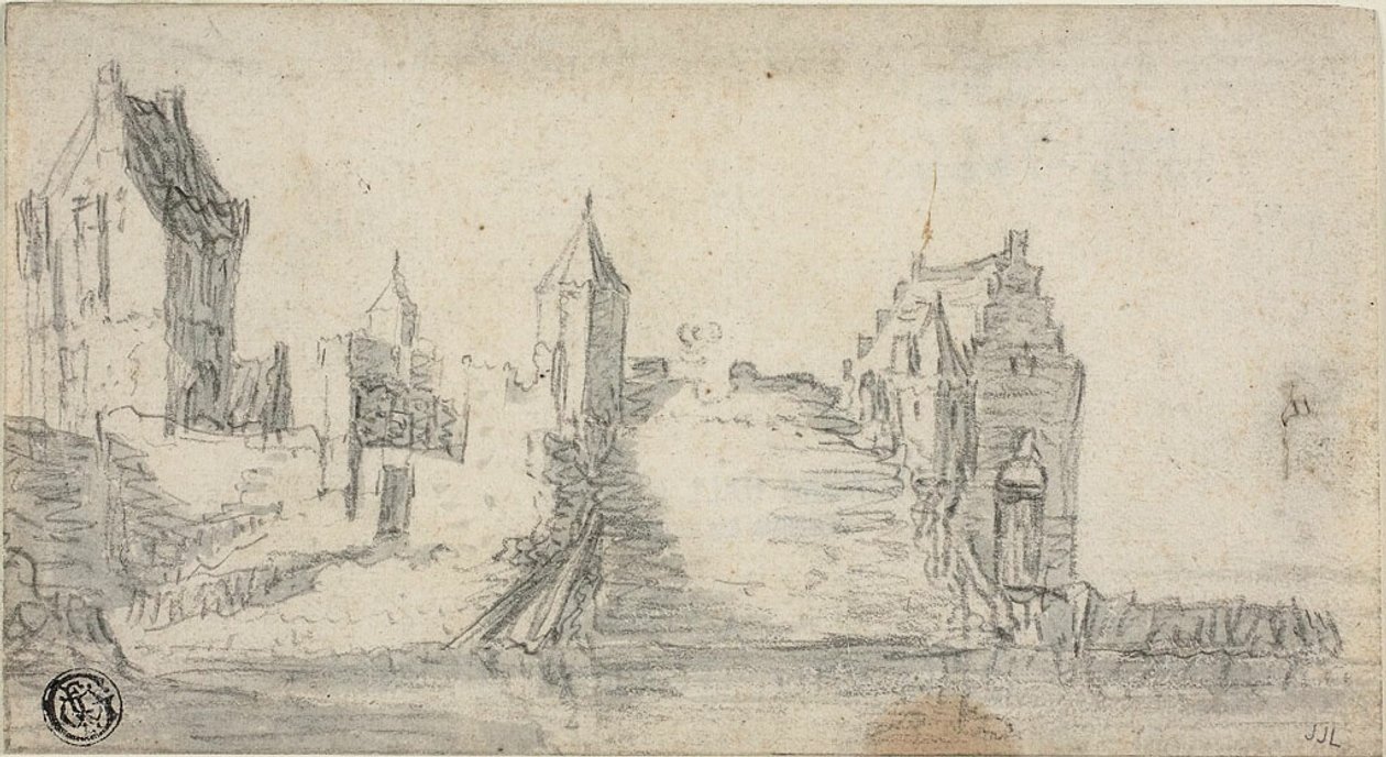Befestigte Gebäude am Wasser von Simon de Vlieger