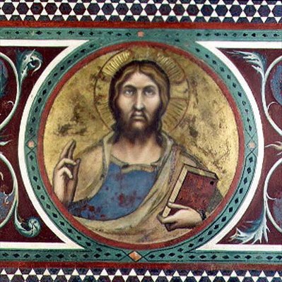 Maesta: Christus segnet, Detail vom Rahmen von Simone Martini
