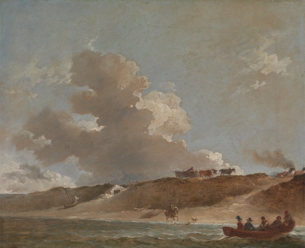 Küstenlandschaft mit einer Fähre von Sir Peter Francis Bourgeois
