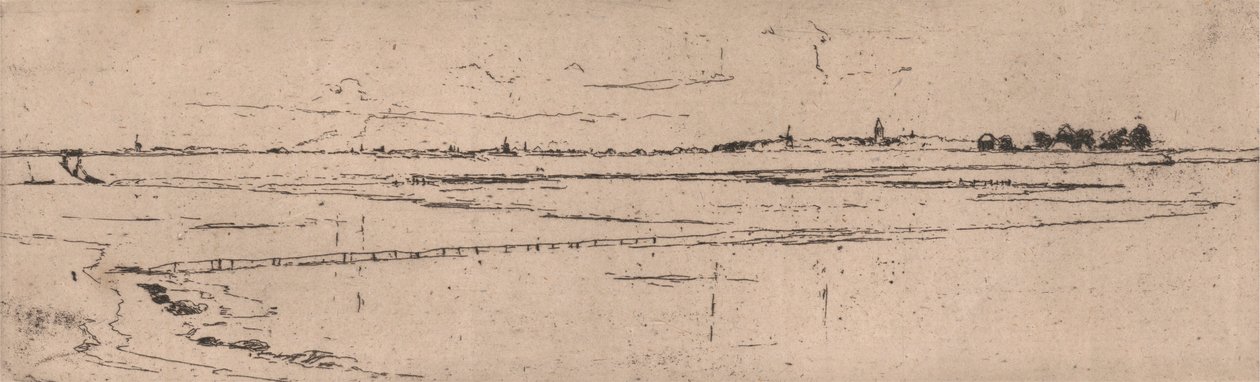 Skizze von Monnikendam in der Ferne von Sir Frank Short