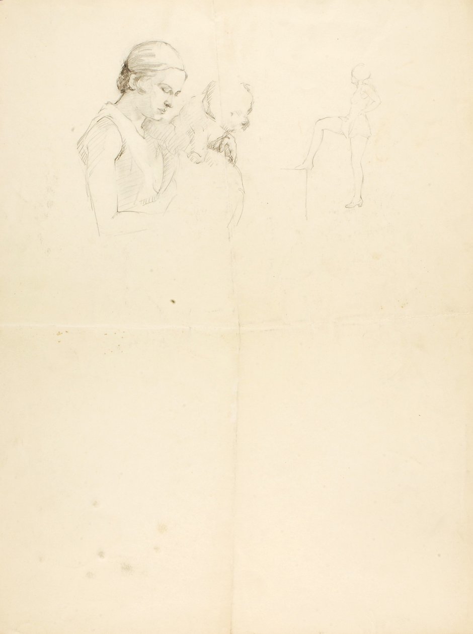 Frau und Hund von Solon H. Borglum