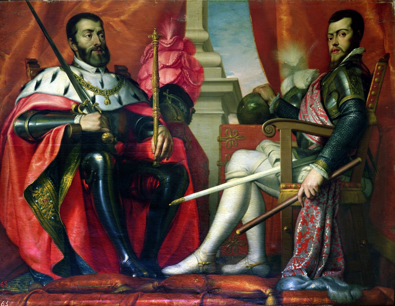 Carlos I und Felipe II von Spanish School