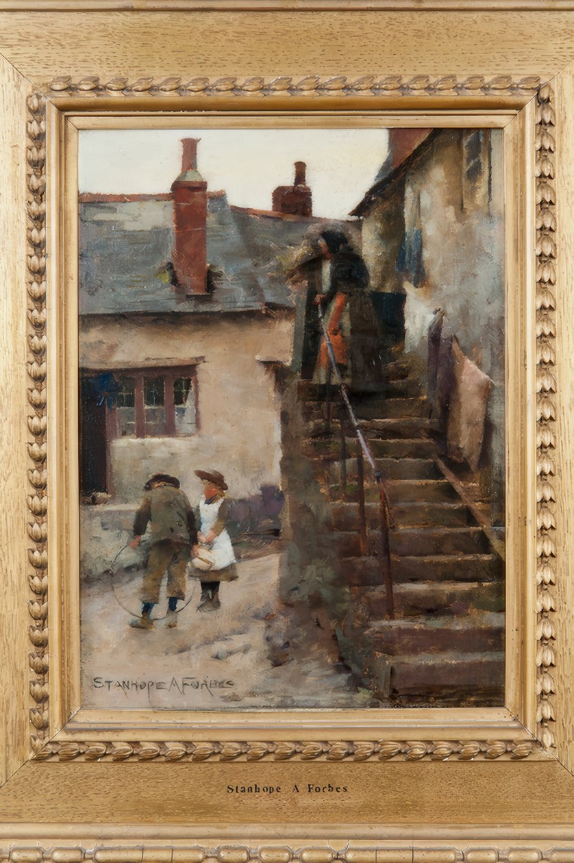 Kinder in einer Straße in Newlyn von Stanhope Forbes