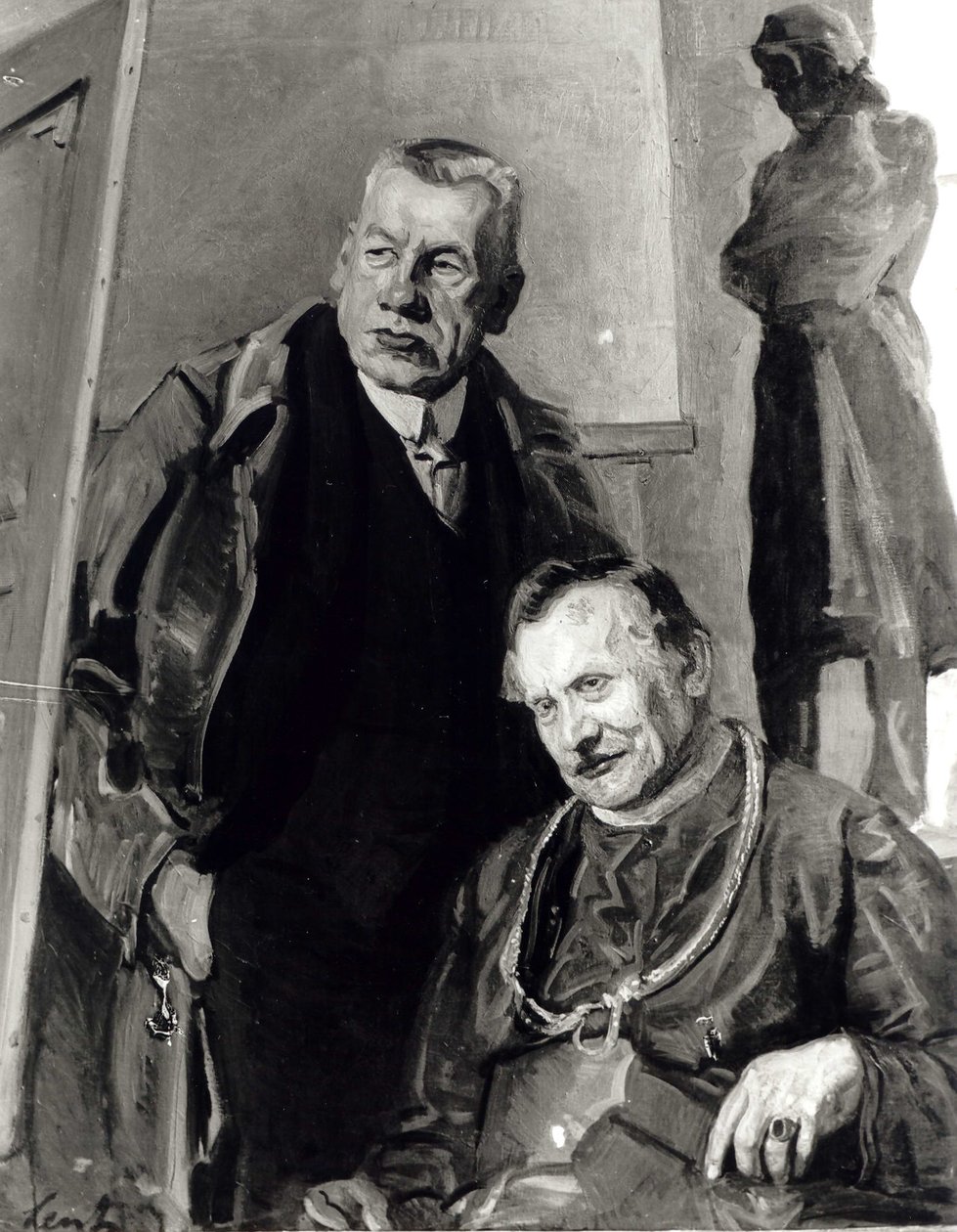 Im Atelier (Selbstporträt mit dem Reverend Mrozowski) von Stanisaw Lentz