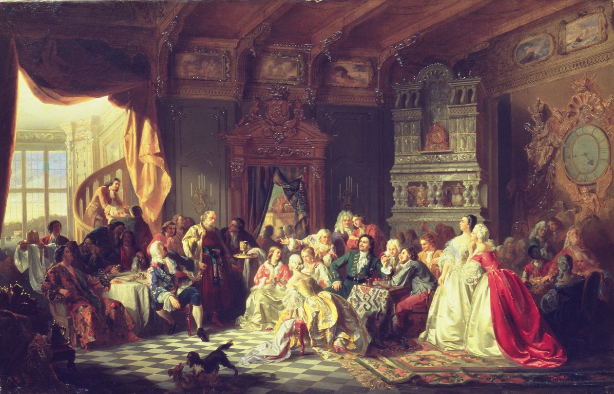 Die Versammlung unter Peter dem Großen von Stanislaw Chlebowsky