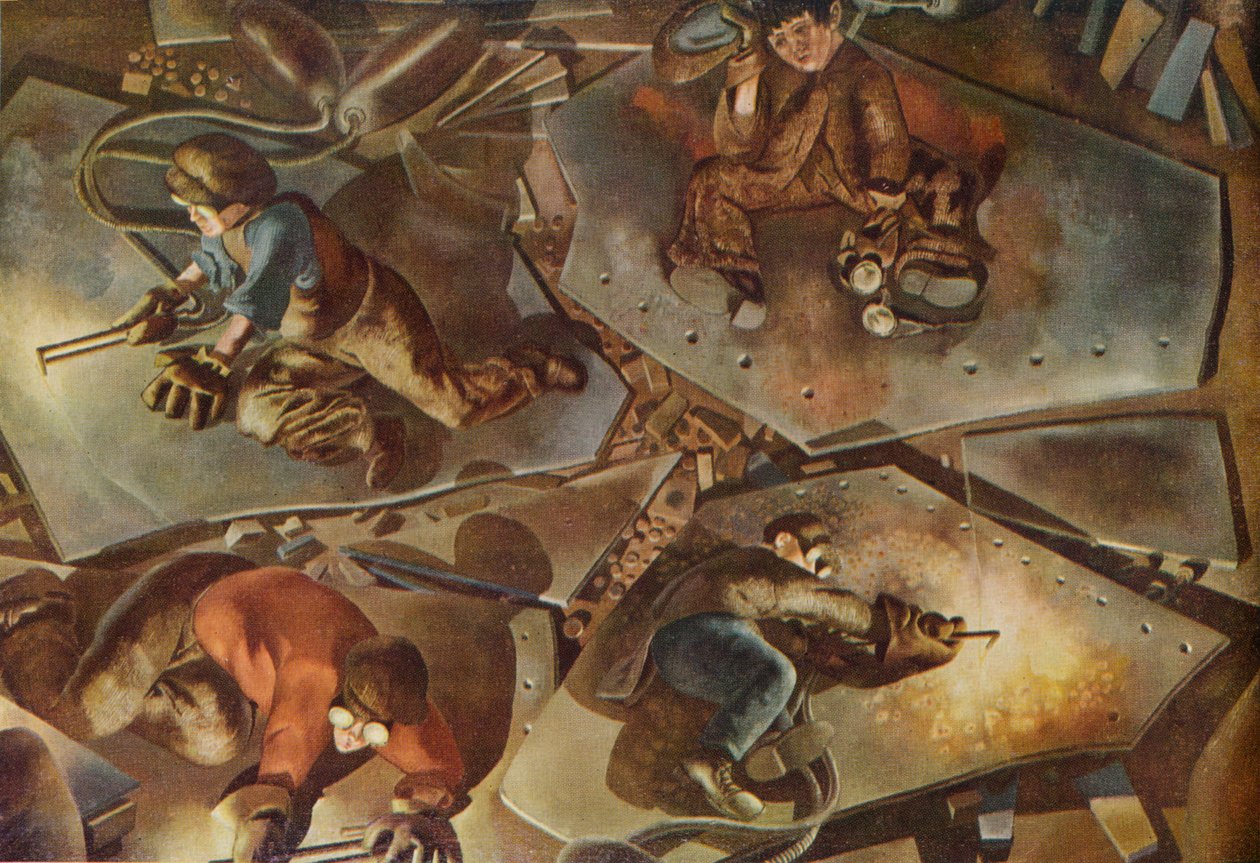 Bau am Clyde: Brenner, 1940 von Stanley Spencer