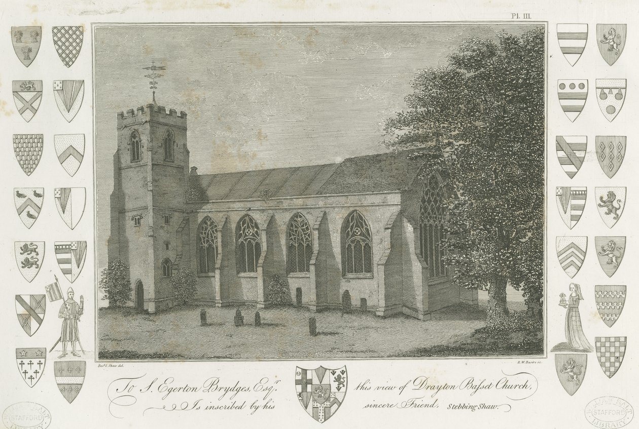 Drayton Bassett Kirche (Stich) von Stebbing Shaw