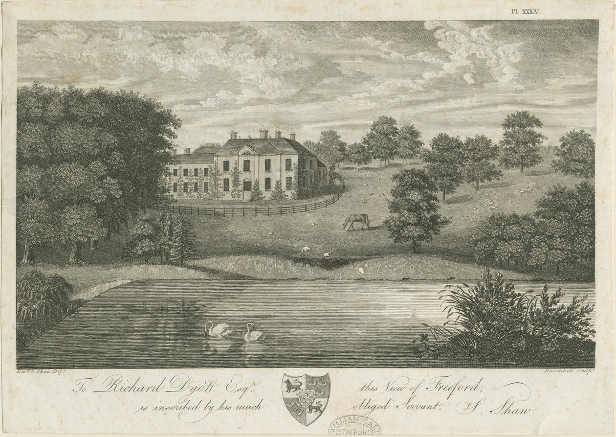 Freeford Hall: Gravur, undatiert [1797] von Stebbing Shaw