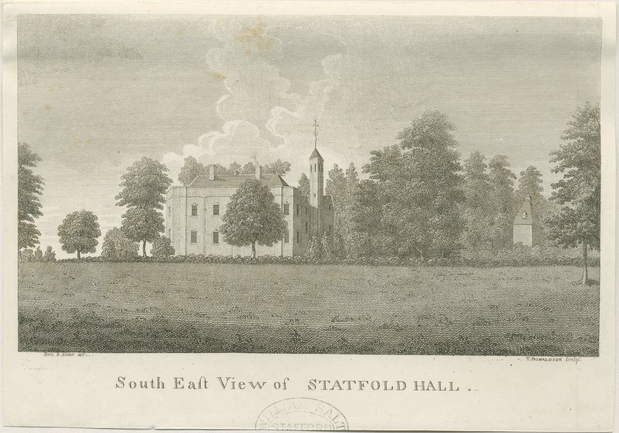 Statfold Hall: Gravur, undatiert [1762-1798] von Stebbing Shaw