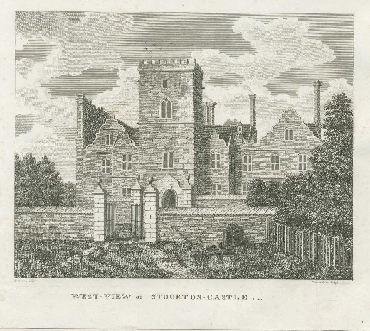 Stourton Schloss: Gravur von Stebbing Shaw