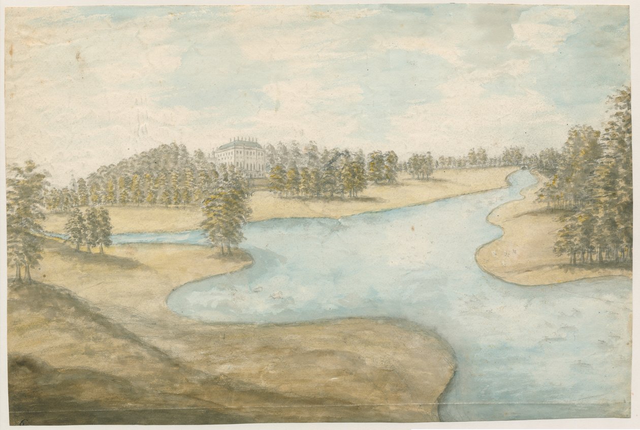 Teddesley Hall: Aquarell, undatiert [1762-1802] von Stebbing Shaw