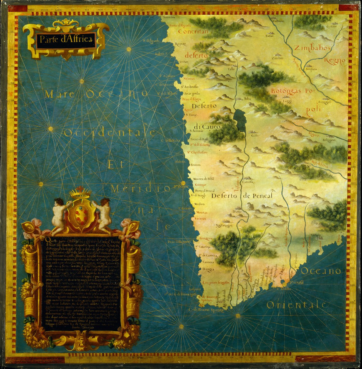 Namibia, Botswana und Südafrika von Stefano Bonsignori 1589