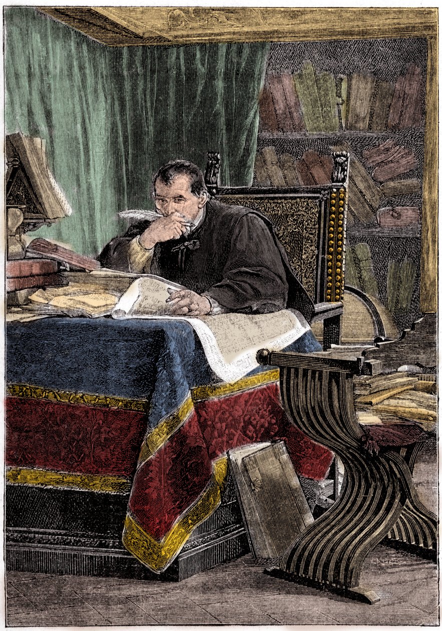Porträt von Niccolo Machiavelli (1469-1527) (Gravur) von Stefano Ussi