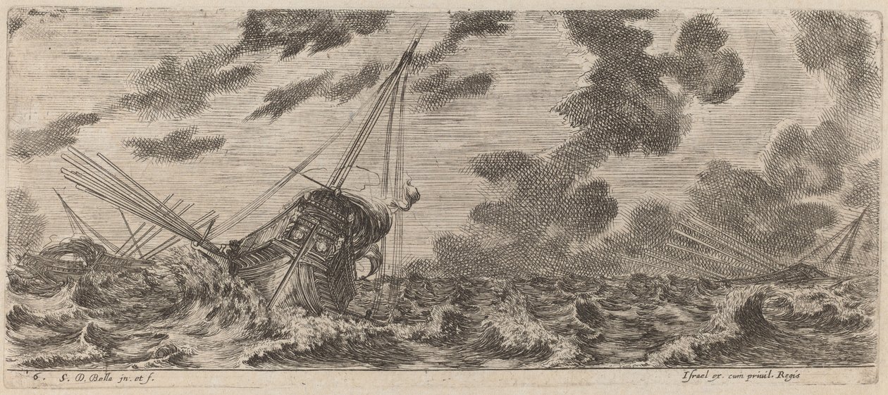 Schiff im Sturm von Stefano della Bella