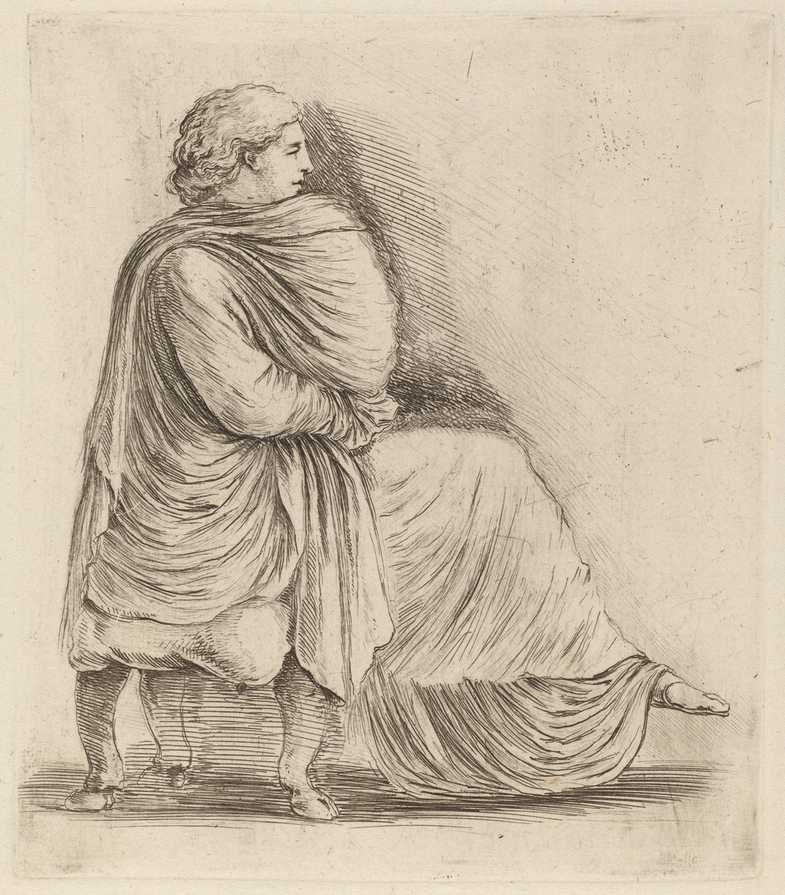 Frau auf einem Hocker sitzend von Stefano della Bella