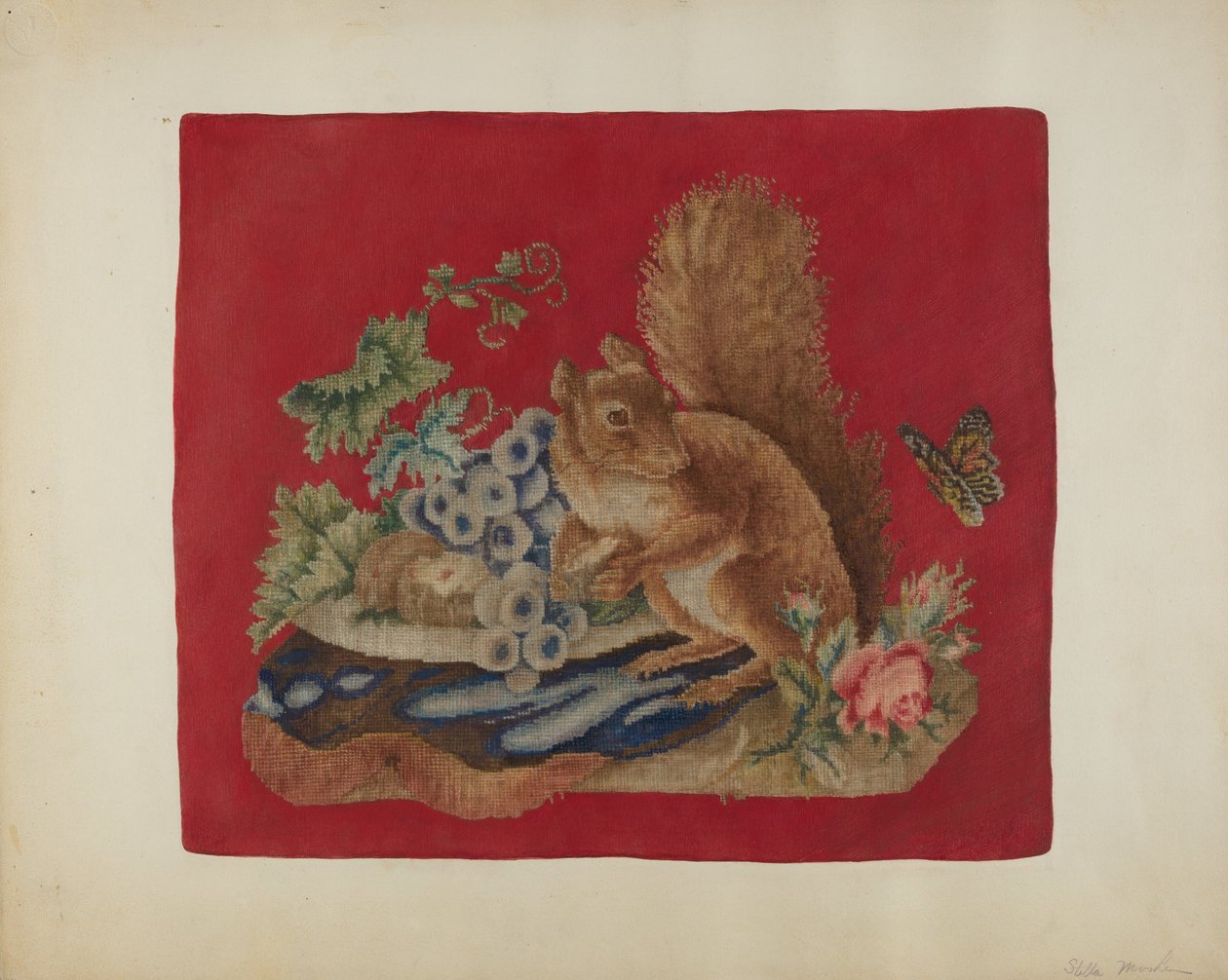 Stuhlsitzbezug, ca. 1942 von Stella Mosher