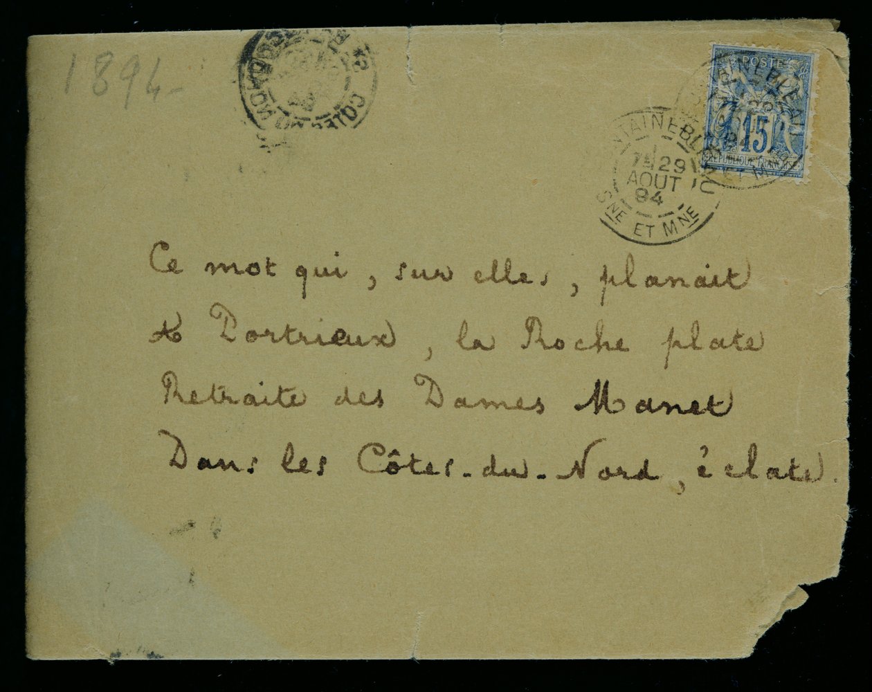 Umschlag eines Briefes an Berthe Morisot (1841-95) 1894 von Stephane Mallarme