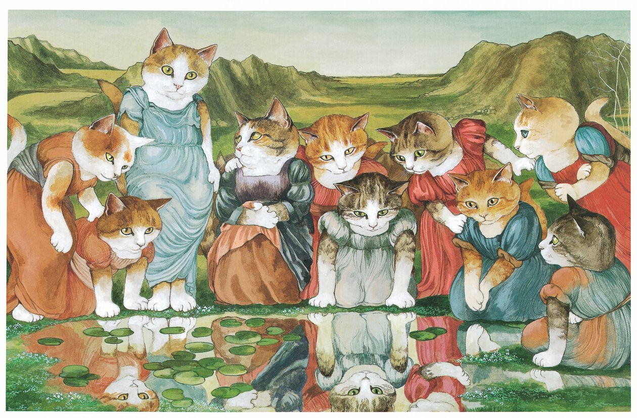 Illustration aus Pre-Raphaelite Cats (veröff. 1999) von Susan Herbert