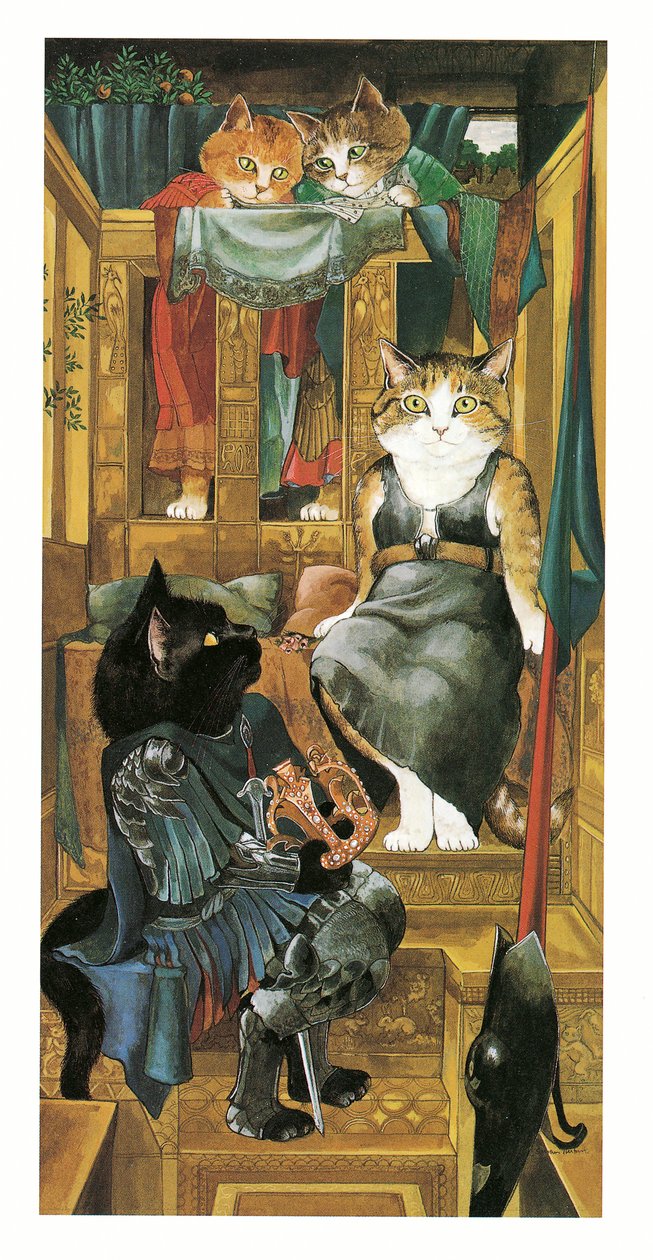 Illustration aus Pre-Raphaelite Cats (veröffentlicht 1999) von Susan Herbert