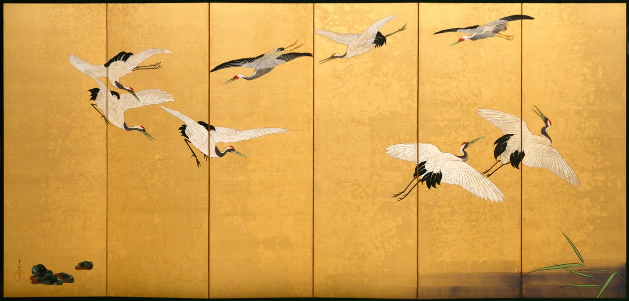Schilf und Kraniche, Edo-Periode von Suzuki Kiitsu