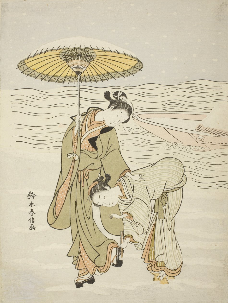 Die schneeverstopfte Geta, ca. 1767-68 von Suzuki Harunobu