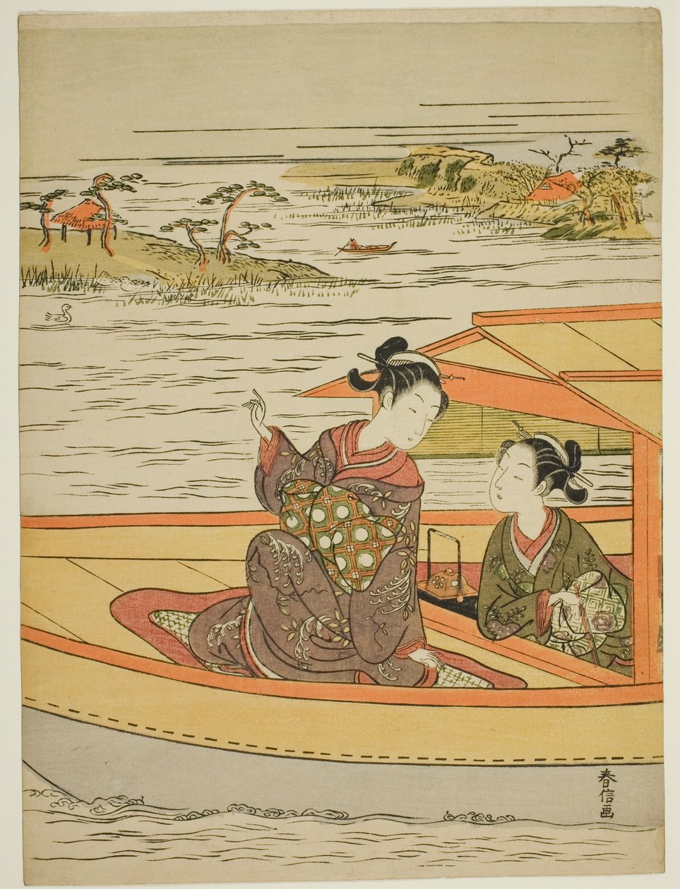 Zwei Schönheiten in einem Boot von Suzuki Harunobu