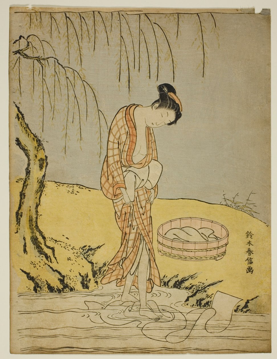 Wäsche im Bach waschen von Suzuki Harunobu