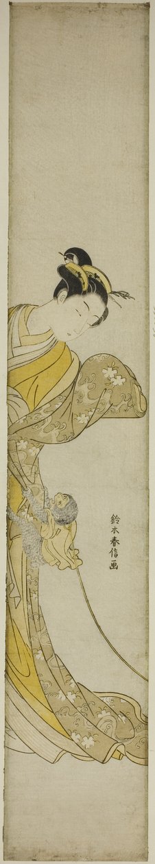 Frau mit Haustieraffe von Suzuki Harunobu