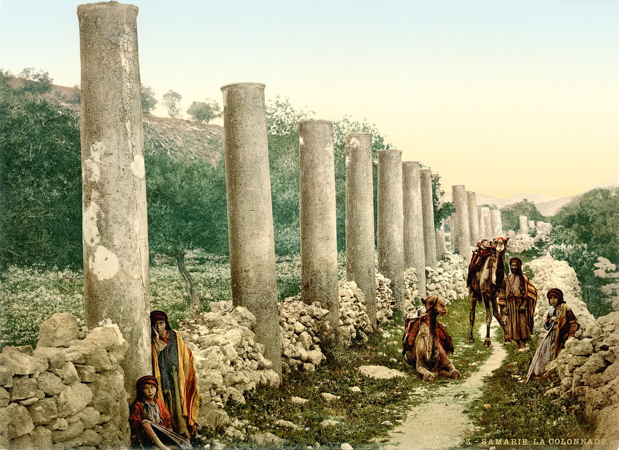 Römische Kolonnadenstraße in Samaria, ca. 1880-1900 von Swiss Photographer