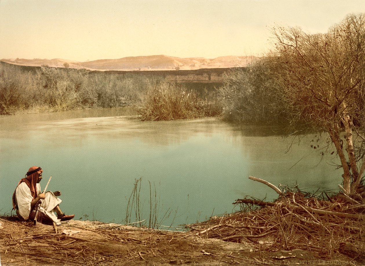 Der Jordanfluss nach Osten in Richtung Transjordanien, ca. 1880-1900 von Swiss Photographer
