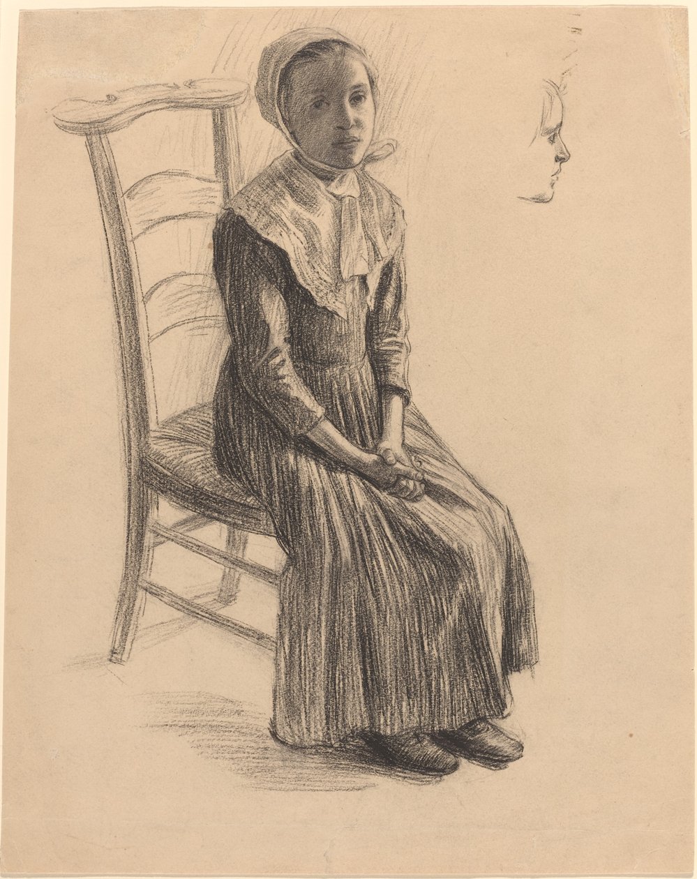 Sitzendes Mädchen in Bauerntracht von Swiss 19th Century
