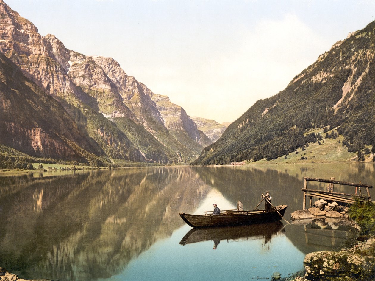 Klöntalersee, Glarus, Schweiz, veröffentlicht um 1900 von Swiss Photographer