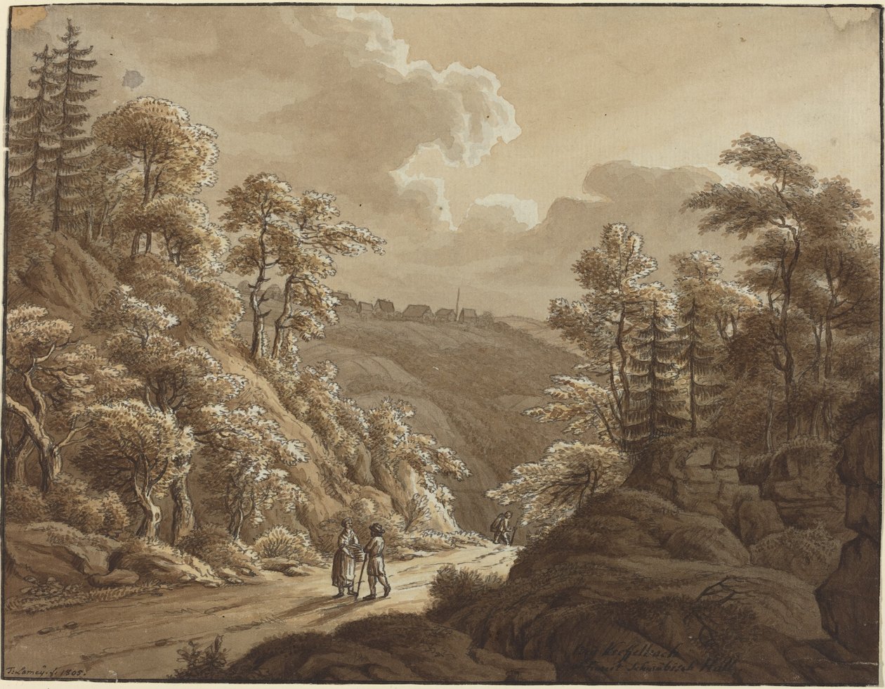 Straße durch den Wald bei Kresselbach von T. Lamey