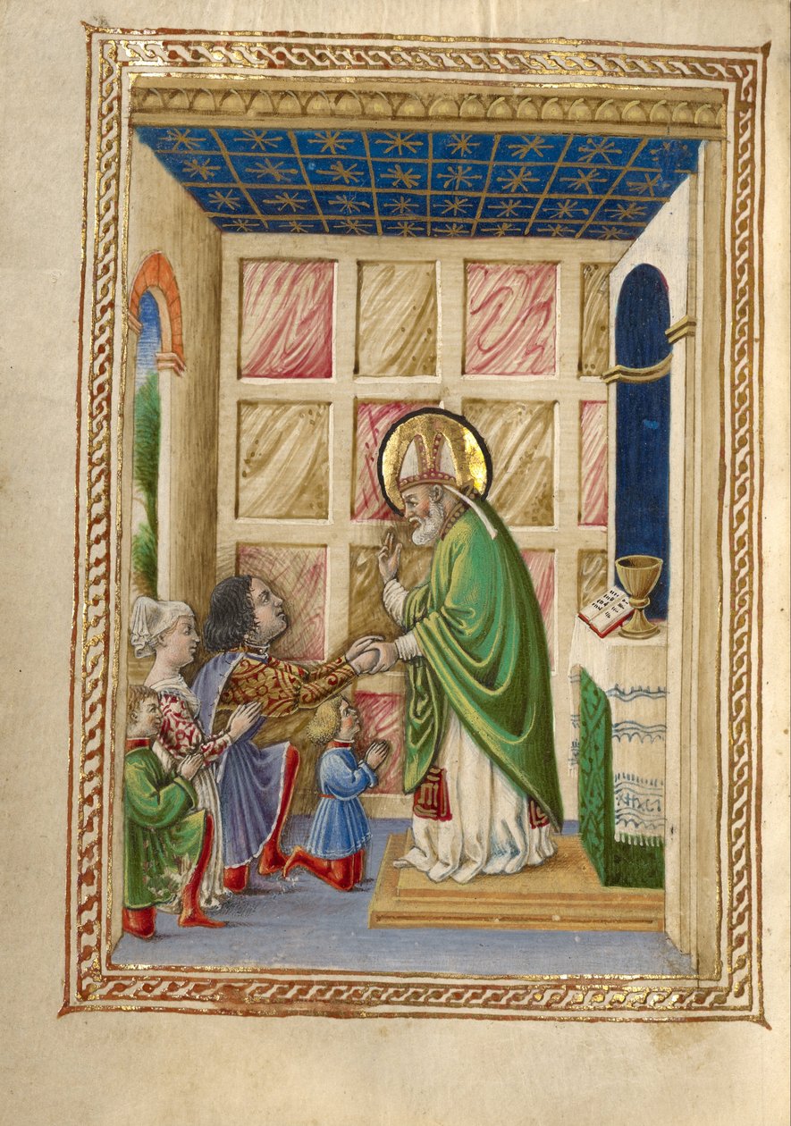 Heiliger Bellinus feiert Messe von Taddeo Crivelli