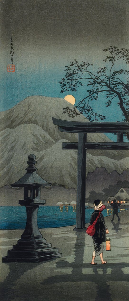 Hakone See im Mondschein von Takahashi Hiroaki