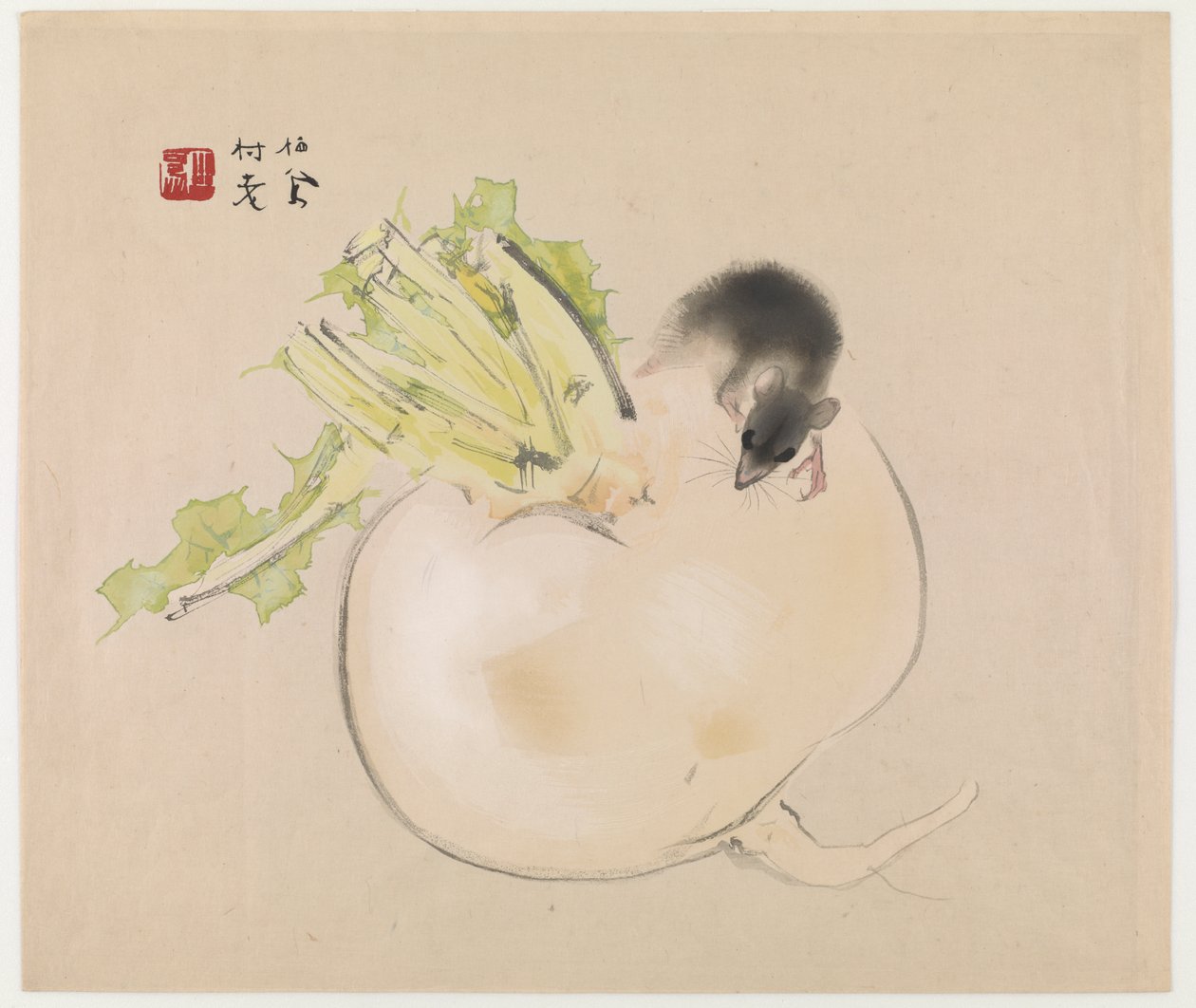 Weißer Rettich (Daikon) und Ratte von Takeuchi Seiho