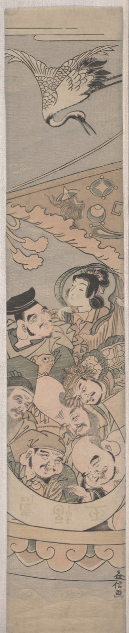 Sieben Glücksgötter und Kranich, ca. 1770er von Tanaka Masunobu