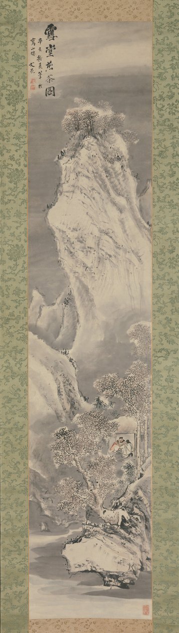 Teezubereitung in einer schneebedeckten Hütte, 1791 von Tani Buncho